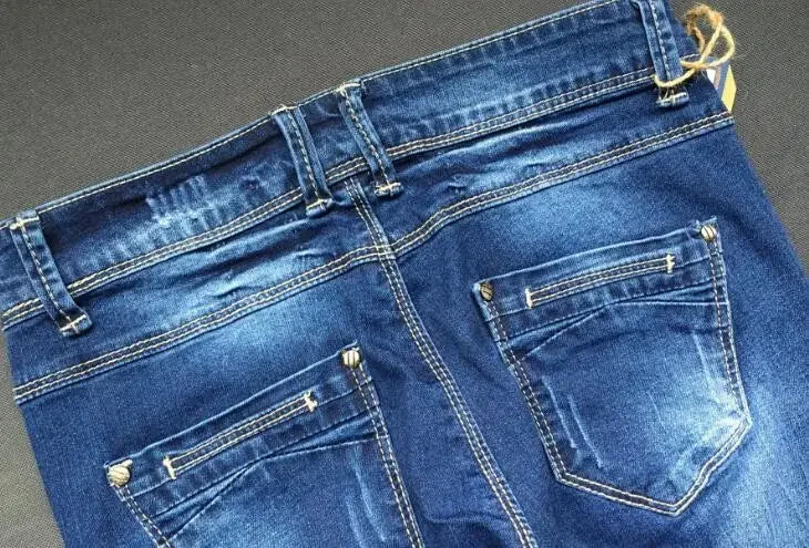 Women's Tight Denim Pencil Pants, Low Waisted Jeans, Tied Dyeing Women Jeans