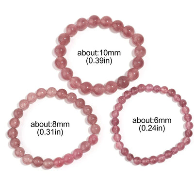 OAIITE Strawberry Crystal Quartz Bracelet Natural Stone Bead Bracelet Women Yoga Meditation Jewelry Beautiful Bracelet Gift