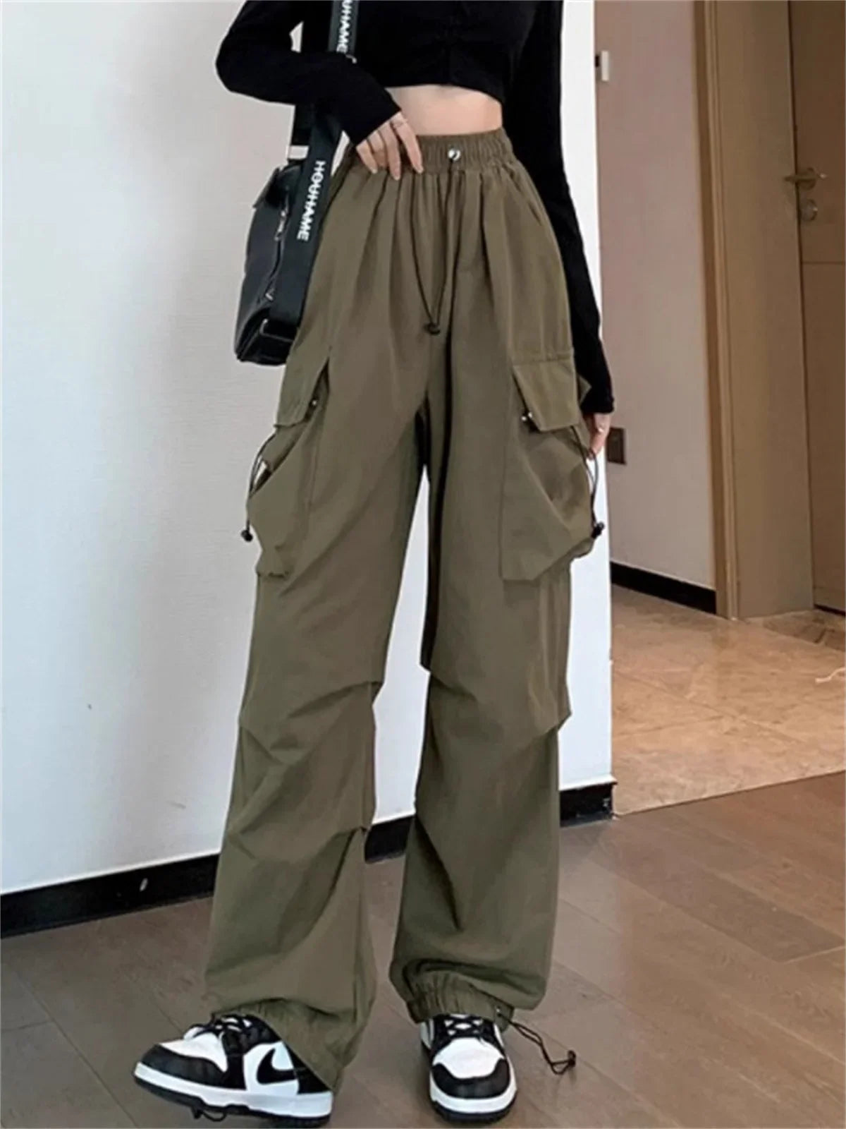 Pockets Cargo Pants Women Outdoors High Waist Cool Outwear Baggy Tactical Trouser Fashion Hip Hop Joggers Trousers Female Pants