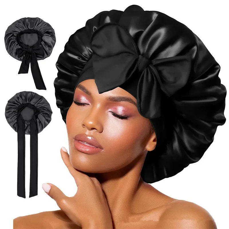 Satin Bonnet Silk Bonnet Adjustable Bonne For Sleeping Hair Bonnet With Tie Band Bonnets For Women Men