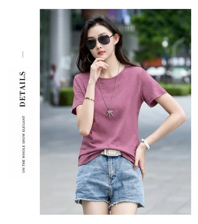Oversized Summer T shirts for Women Casual Female Korean Streetwear Tees Unisex Basic Solid Young Cool Tops