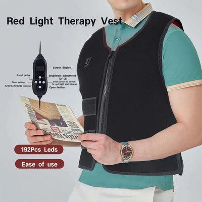 Red Light Therapy Vest for Body, 3-in-1 Led Bead 660&850 nm Infrared Light Therapy Pad for Body Wearable Wrap Pain Relief Device