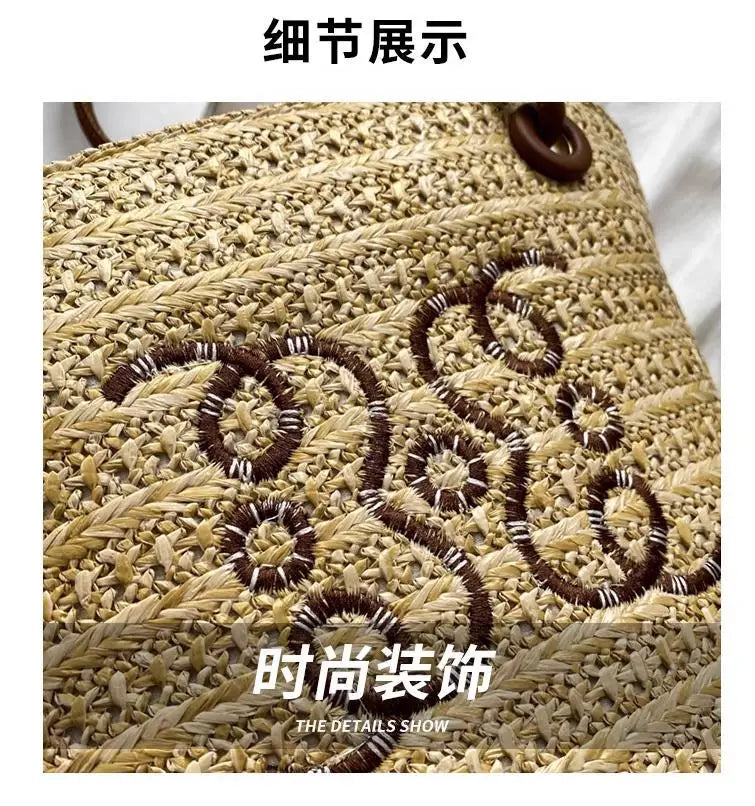 Fashion Retro Shoulder Bag Women Handbag Luxury Brand Designer Tote Women Straw Shoulder Messenger Bag Elegant Ladies Beach Bags
