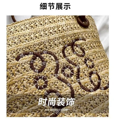 Fashion Retro Shoulder Bag Women Handbag Luxury Brand Designer Tote Women Straw Shoulder Messenger Bag Elegant Ladies Beach Bags