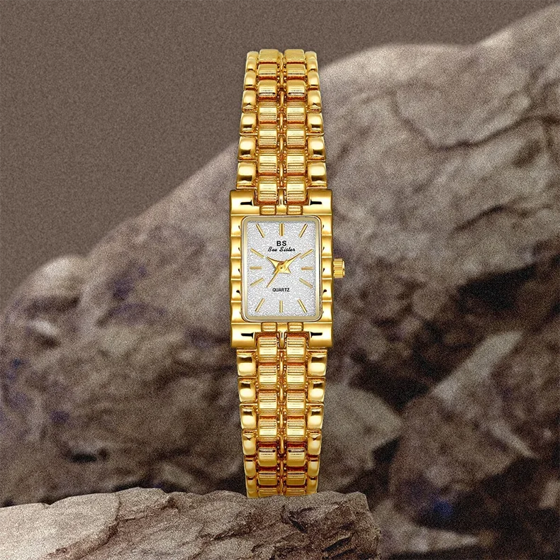 Luxury Ladies' Watch Retro Elegant Gold Silver Small Square Watch High Quality Watchchain Gift Watches For Women
