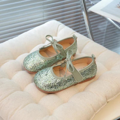Children's Leather Shoes New Spring Autumn Ballet Flats for Girls Sequins Princess Versatile Kids Fashion Causal Catwalk Shoes