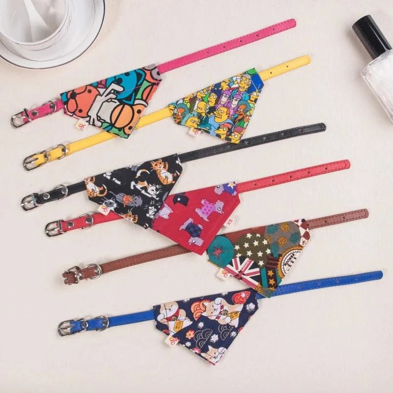 Pet  Collar Leather Scarf Adjustable