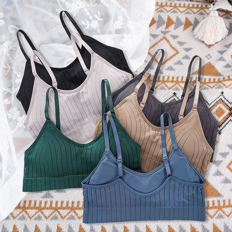 Women Seamless Sports Crop Top Sexy Bra Female Bralette Sleeveless Camis Crochet Tank Underwear Summer Lingerie Tube Tops