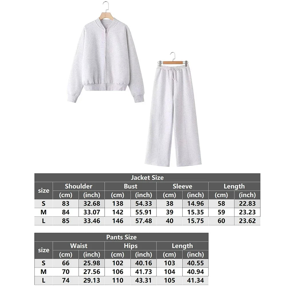 Tracksuits Set Woman 2024 Winter Cotton Solid Women's Suits Wide Baggy Pants Sportswear Women Sweater 2 Piece Set Women Outfits