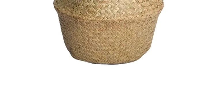 Wicker Basket Toy Organizer Folding Rattan Seagrass Storage Basket Laundry Woven Basket Plant Flower Pot For Home Garden