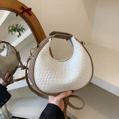 PU Leather Shoulder Bag Fashion Solid Color Lattice Crossbody Bag Small Bag Ladies Trend Luxury Designer Handbags