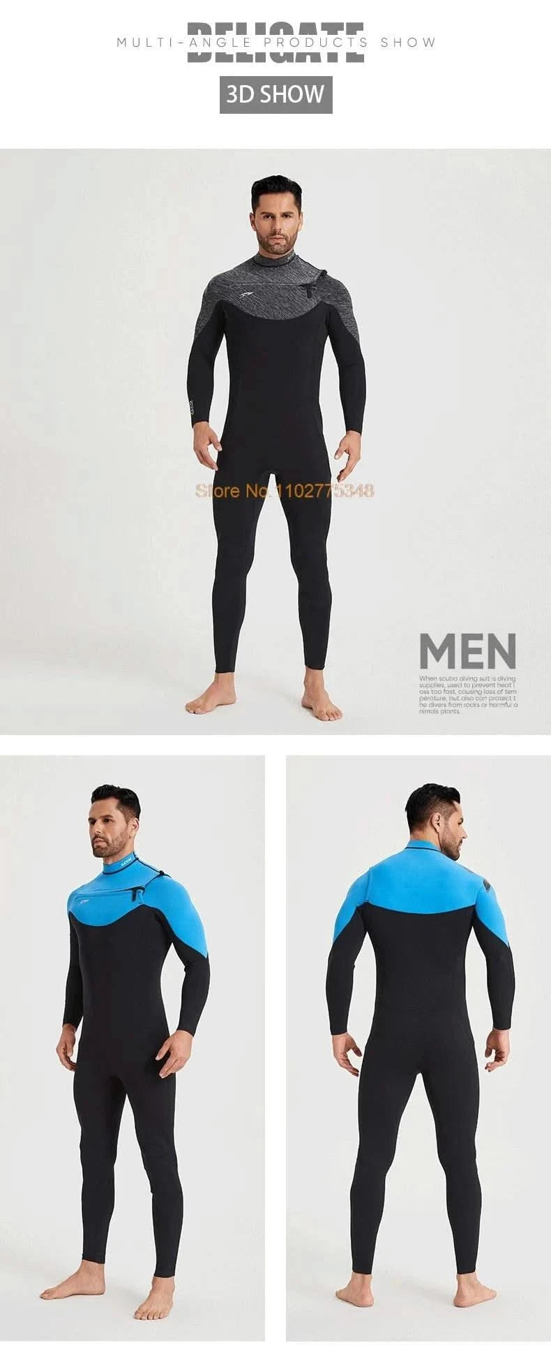 Wetsuits For Men Women Neoprene Surf Suit Wet Suit Chest Zip 3/2mm Full Body Dive Skins For Surfing Diving Snorkeling Kayaking