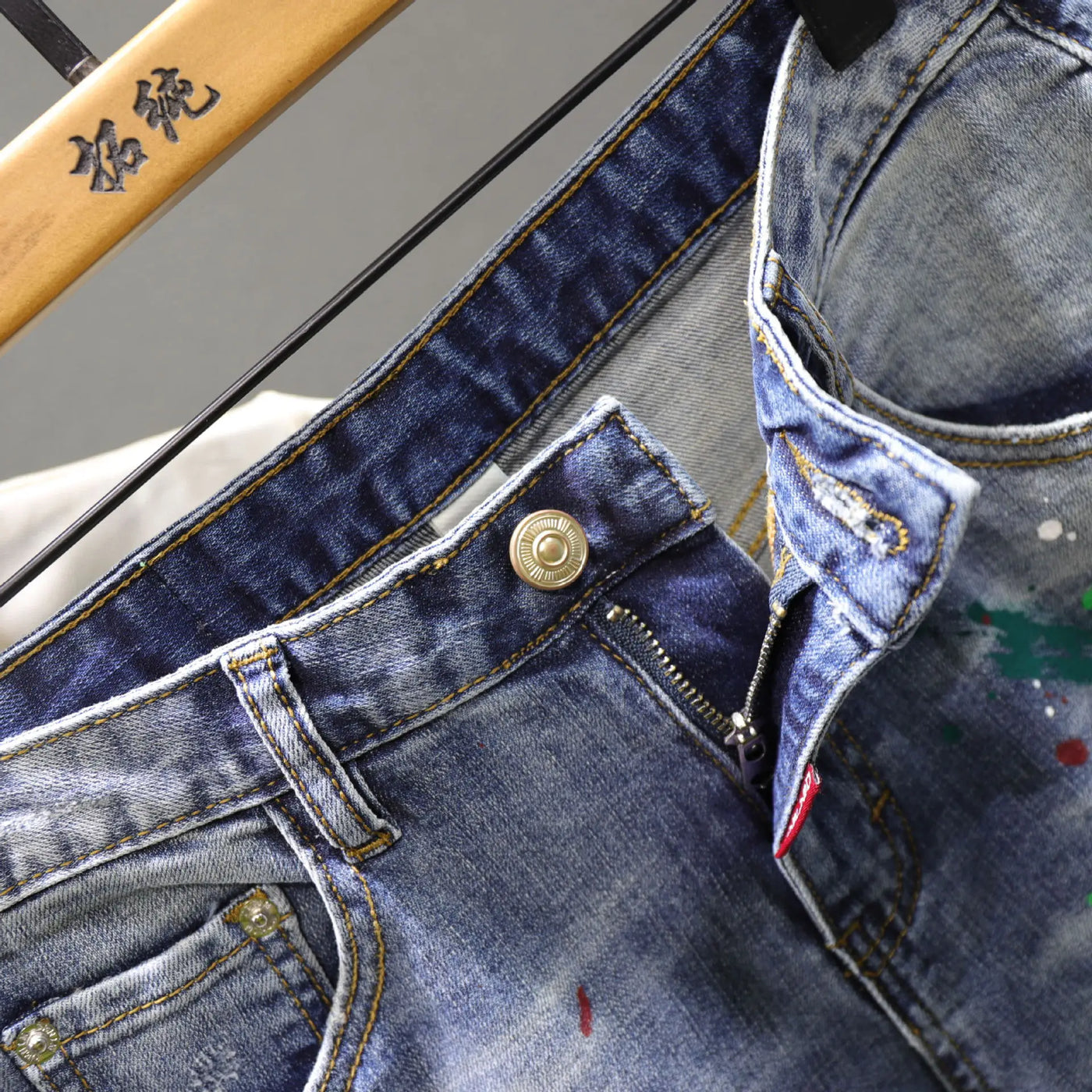 Men Fashion Denim Shorts Jeans New Summer Male Blue Ripped Jeans Shorts High Quality Man Paint Splash Technology Denim Shorts