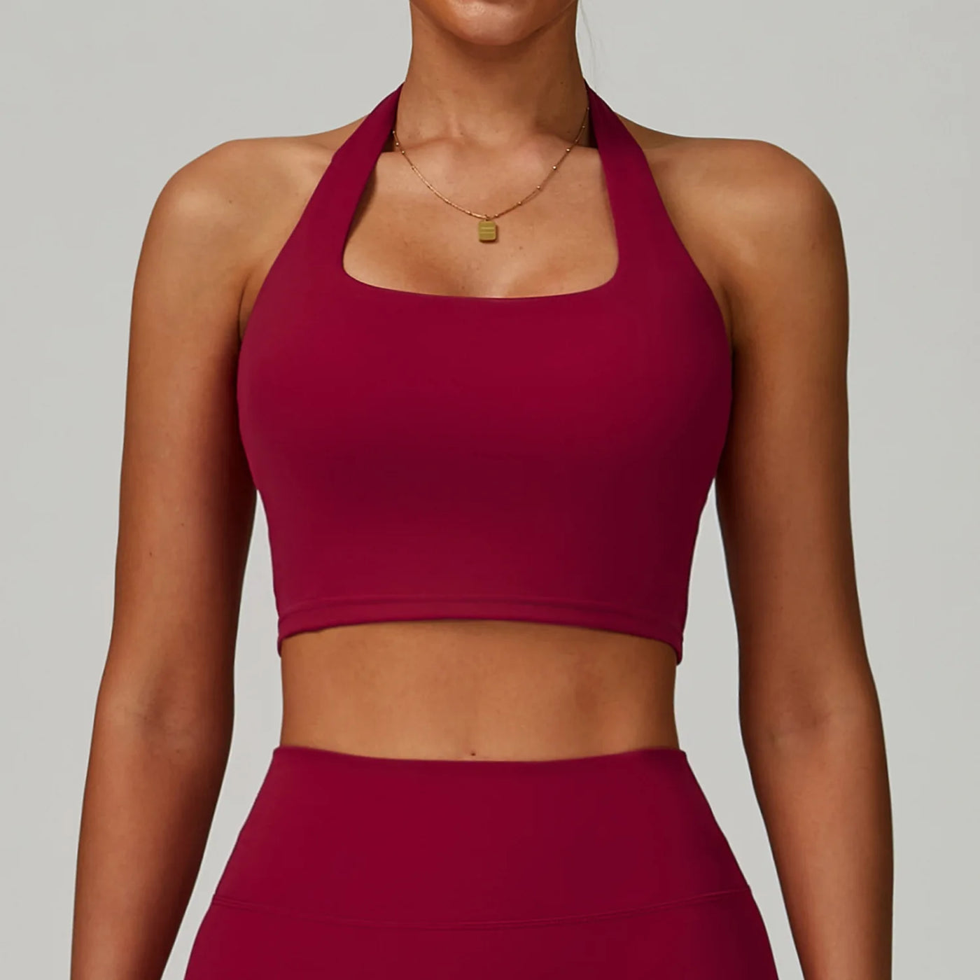Women Breathable Sports Bra Absorb Sweat Shockproof Padded Gym Bta Running Fitness Bra Yoga Sports Bras Hanging Neck Underwear