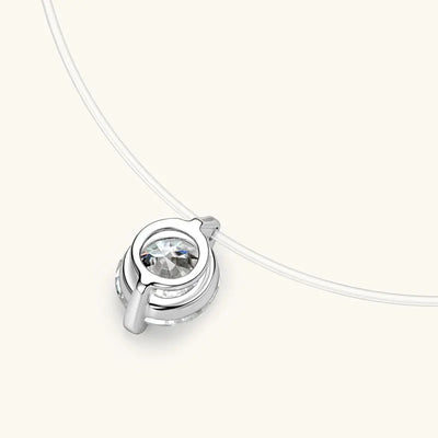 5mm 6.5mm 8mm Moissanite Pendant 925 Silver Solitaire Necklace for Women Invisible Fish Line Chain Jewelry Valentine's Gift 2025