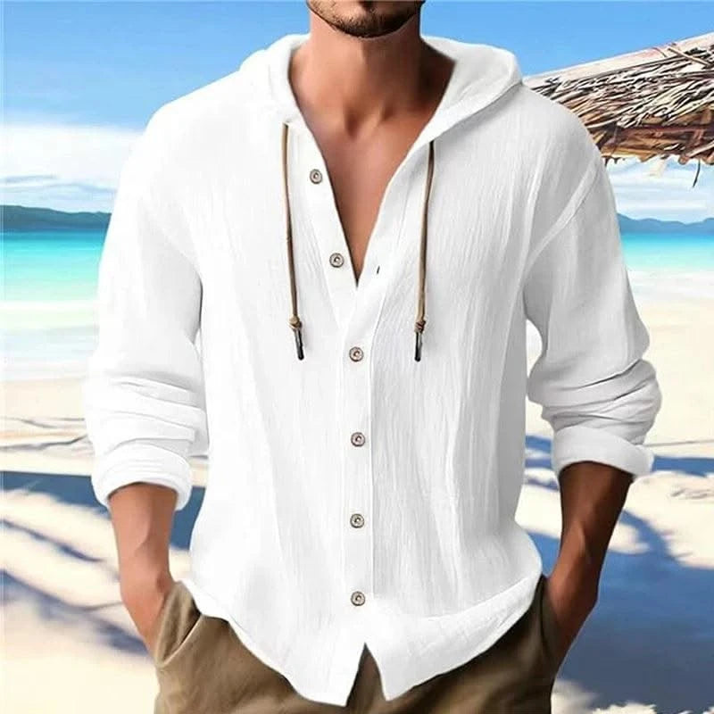 Men's Linen Shirt Solid Streetwear