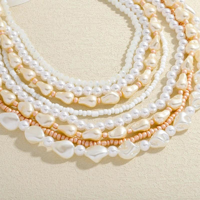 Luxury Exaggerated Multi-layer Pearl Necklace Women Romantic Elegant Baroque Long Chain Jewelry Accessories Bride Wedding Party