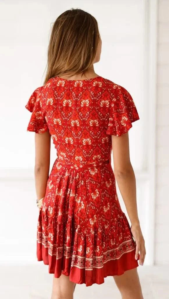 Elegant Women's Dresses Summer Bohemian Dress Vestidos Curtos Mujer Kadın Elbisesi Yazlık Kısa Elbiseler Midi Elbiseler Robe Ete