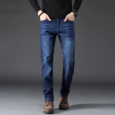 Men's Jeans Straight Leg Loose Elastic Business Casual Daily Versatile Men's Denim Pants 2025 New Outer Wear Men's Jeans Can Be Worn in All Seasons