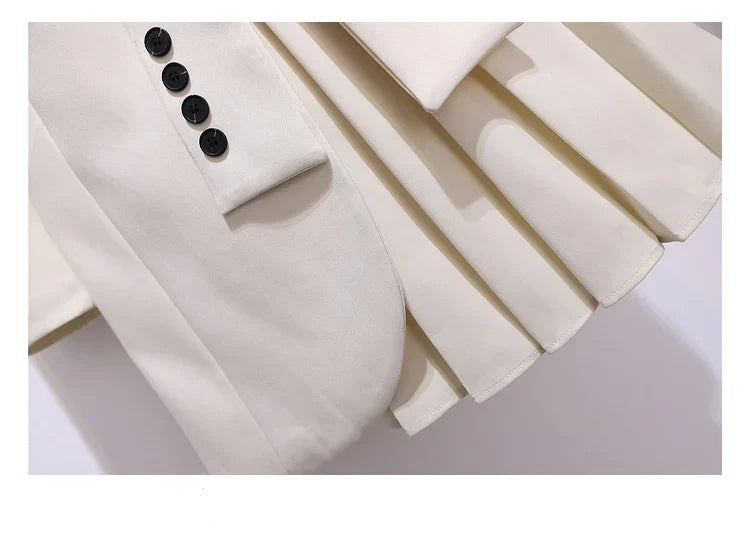Blazer Women 2025 Spring New Fashion Women Clothing Suit Skirt Jacket Belt Waist Slim Suit Women Blazer Long Coat Black Blazers