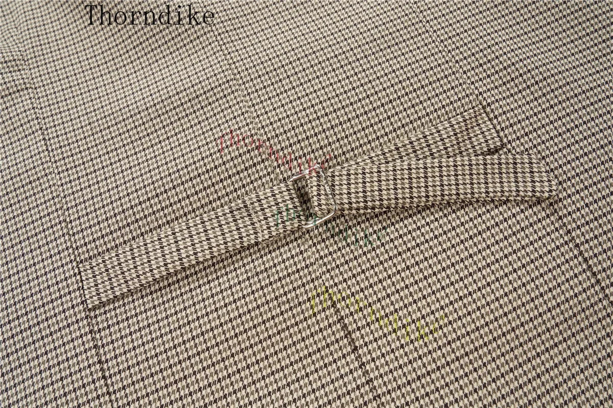 Thorndike Hot Sell Khaki Plaid Custom Made Classic Groom Tuxedo Groomsmen Best Man Suit Wedding Men's Blazer+Vest+Pants Costume