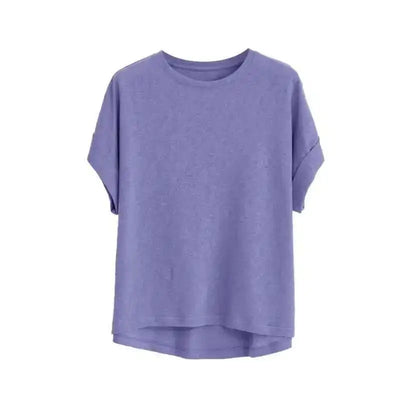 Summer Women Cotton Linen T-shirt Round Neck Thin Short-sleeved Transparent Loose Bottoming T-shirts Tops