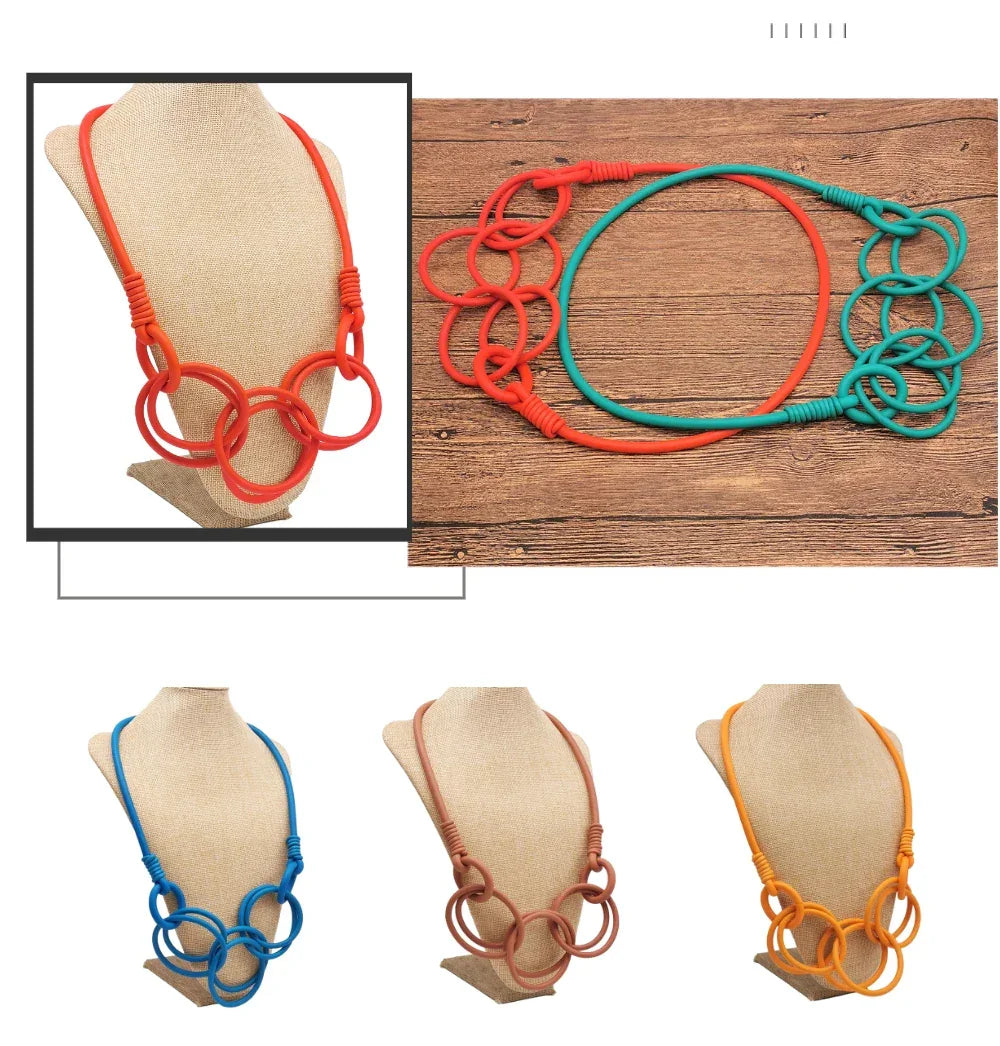 BARWODO New Rubber Chain Necklace For Women Simple Handmade Elasticity Jewelry Sweater Chains Party Accessories Luxury Necklaces