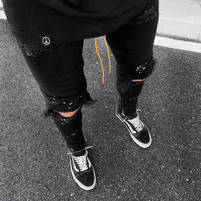 New 2025 Ripped Hole Jeans for Men Hip Hop Cargo Pant Distressed Denim Jeans Skinny Men Clothing Full Length Slim Trousers Male