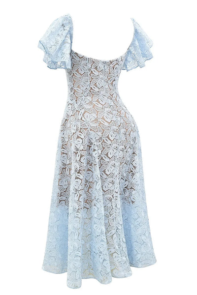 Elegant Flare Short Sleeve Flower Embroidery Long Prom Dresses Women Summer Holiday Low Cut Pleated Midi Evening Dress