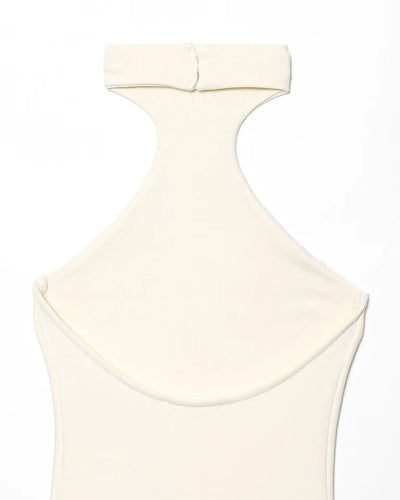 Women's Dress New Summer 2025 White Halterneck Panelled Dress Sexy off-the-shoulder design Elegant temperament Personality