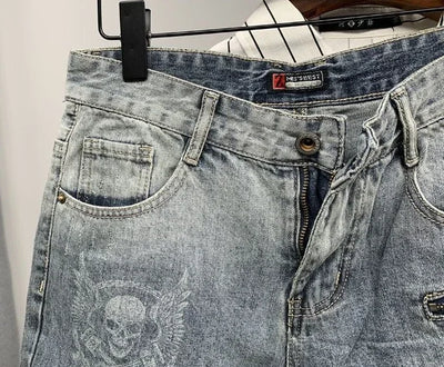Man Denim Shorts Slim Hip Hop Skinny Graphic Short Jeans Pants For Men Designer Jorts Sale Trend 2024 New In With Youthful Emo