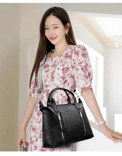 Women's Handbag Trend Designer Female Leather Multi-Pocket Shoulder Bag Luxury Brand Large Capacity Ladies Shopping Bag
