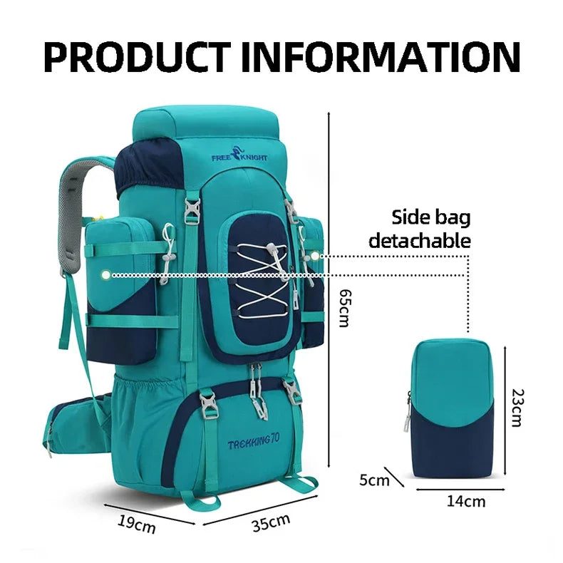 Outdoor Climbing Backpack with Rain Cover Hiking Camping Trekking Outing Bag Large Mountaineering Luggage Sports Rucksack