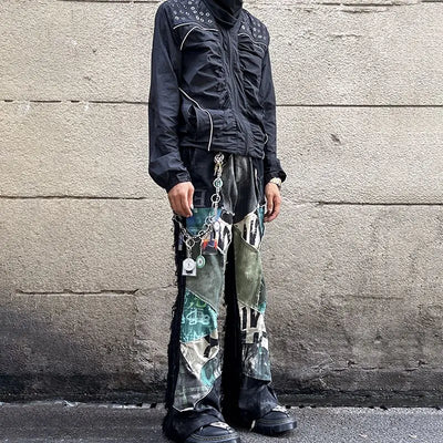 LUZHEN 2025 New Personalized Patchwork Design Straight Casual Pants Men's High Street Fashion Original Handsome Trousers JY3605