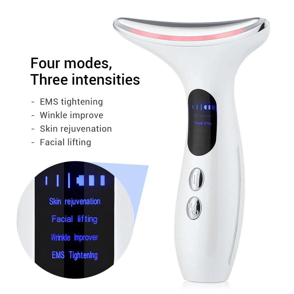 3 Modes Neck Beauty Device EMS Face Lifting Machine Double Chin Remover LED Anti Wrinkle Skin Tightening Facial Massager