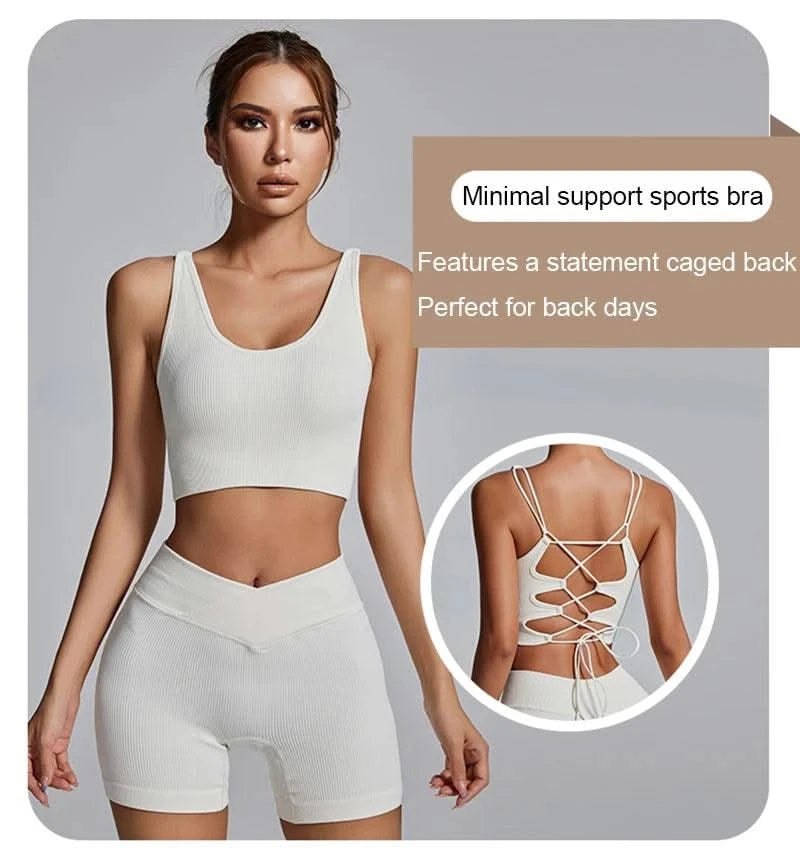 Yoga Sports Bras for Women Open Back Design Padded Crop Top
