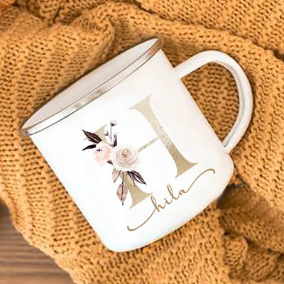 Floral Print Mugs Custom Name Coffee Juice Cups Wedding Bachelor Party