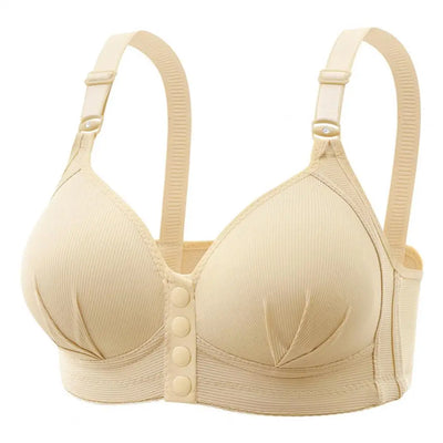 Breathable Bra Front Button Closure Push Up Bra for Women with Adjustable Straps Plus Size Support No Wire Design for Ladies