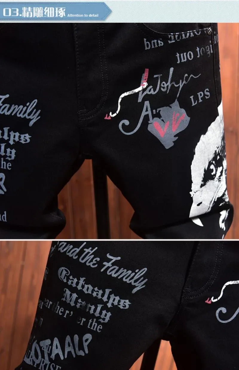 2025 new men's printing  jeans slim fit jeans men Fashion Classic Denim Skinny Jeans Male men's casual High Quality Trousers