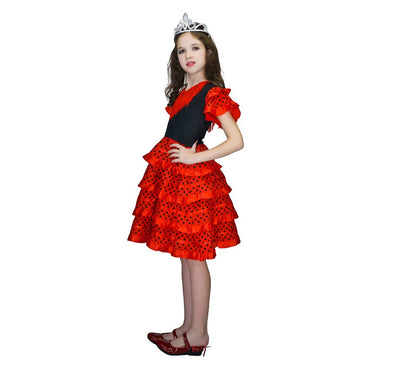 Dress Women 2025 Europe America Short Sleeve Midi Dress Traditional Spanish Dance Dress For Girls Festival Tassel Dot Dress