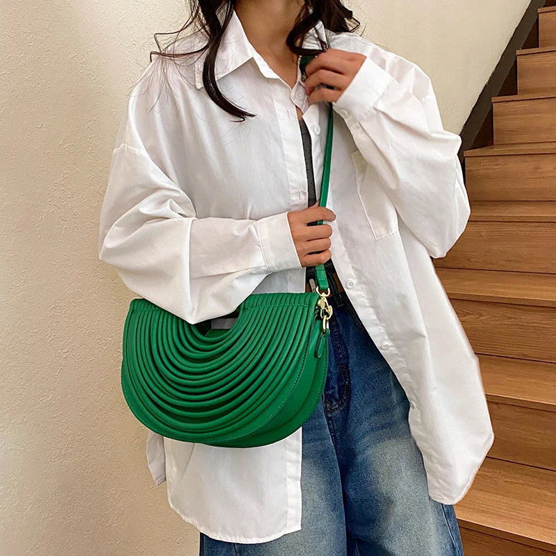 Handbags for Women 2025 New Gold Luxury Designer Brand Handwoven Noodle Bags Rope Knotted Pulled Half Moon Silver Evening Clutch