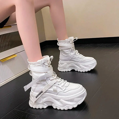 Women's Boots Platform Luxury Designer Shoes for Women  Lace Up Chunky Shoes Breathable Comfort  Ankle Boots Botas De Mujer