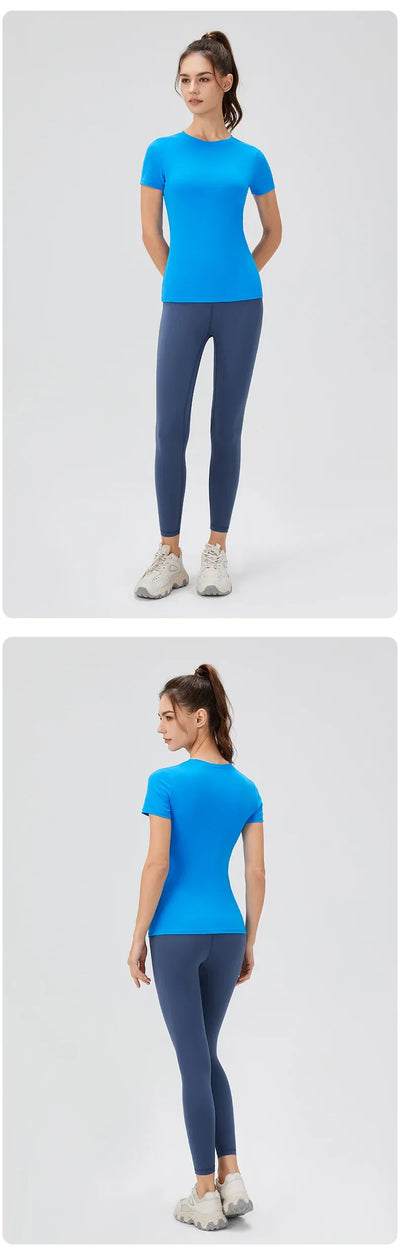 2024 Women Sports Shirt Tight Yoga top Quick Dry Gym Top Outdoor Short Sleeve Running Sportswear Women T-shirts - Elanique