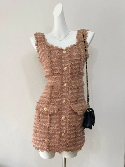 High Quality Luxury Small Fragrance Tweed Dresses For Women 2023 Summer Sweet Short Dress Party Vestidos Robes roupas feminina