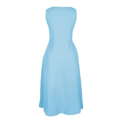 Cotton Linen Sleeveless Dress for Women Summer Pullover Skirt Vestidos Fashion Female Clothing Short Sleeved Loose Long Dress