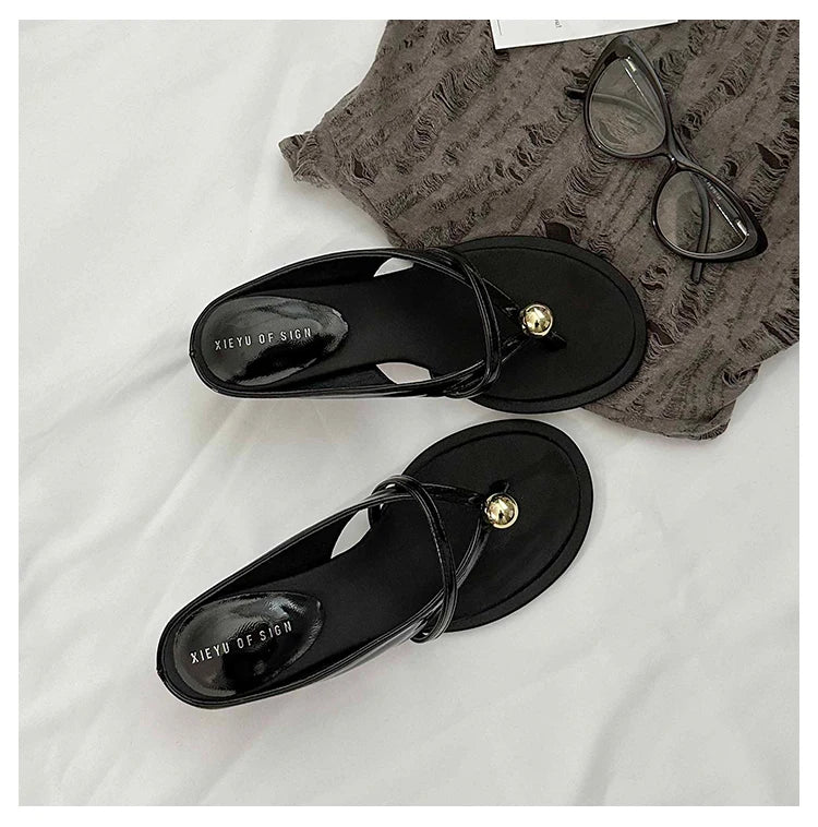 Women's Slippers Heeled Sandals Casual Flip Flops Shoes Woman 2025 Trend Summer Shallow Dress Design Pumps Clip Toe Slides Mujer