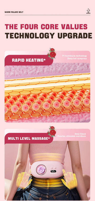 Women's uterus warming device+waist massager, warming the abdomen and relaxing the waist, understanding your gentle care