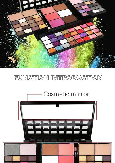 74 Colors Eyeshadow Lip Gloss Pearlescent Matte Concealer Flash Lipstick Women Cosmetics Professional Gift Box Christmas Makeup