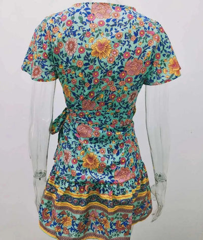 Elegant Women's Dresses Summer Bohemian Dress Vestidos Curtos Mujer Kadın Elbisesi Yazlık Kısa Elbiseler Midi Elbiseler Robe Ete
