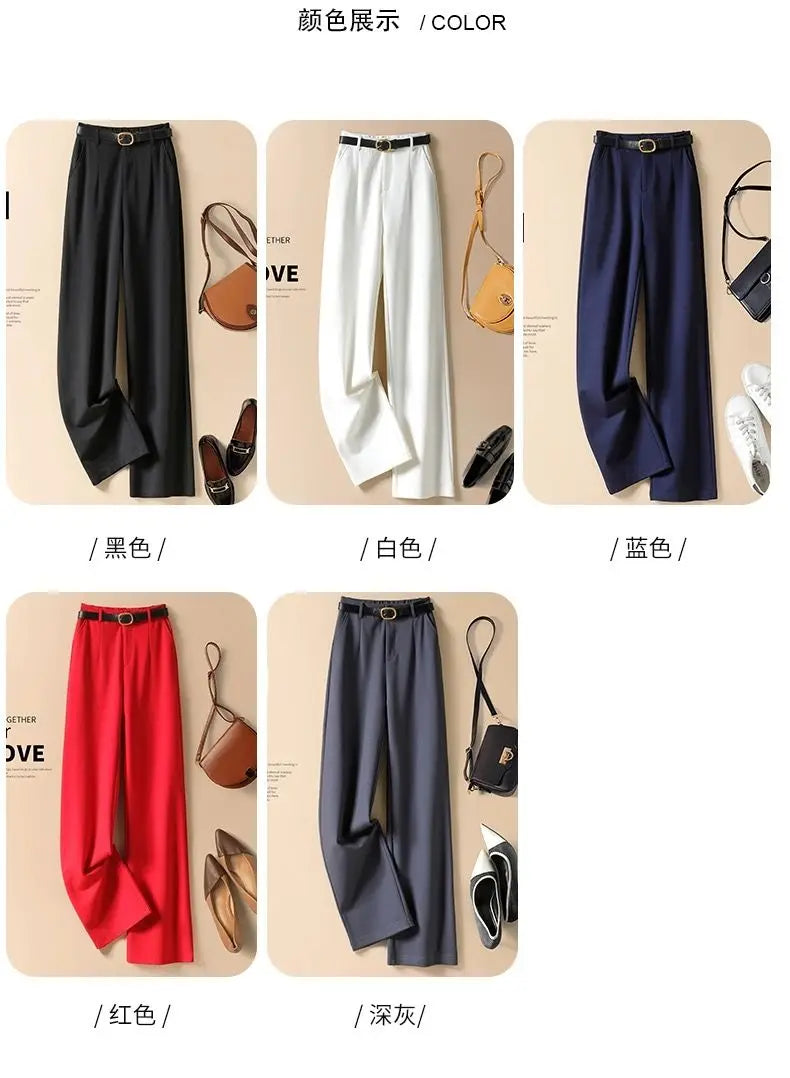 Suit Wide-Leg Pants for Women High Waist Temperament Drooping Wide-Leg Pants 2024 Spring New Loose Casual Trousers Ins